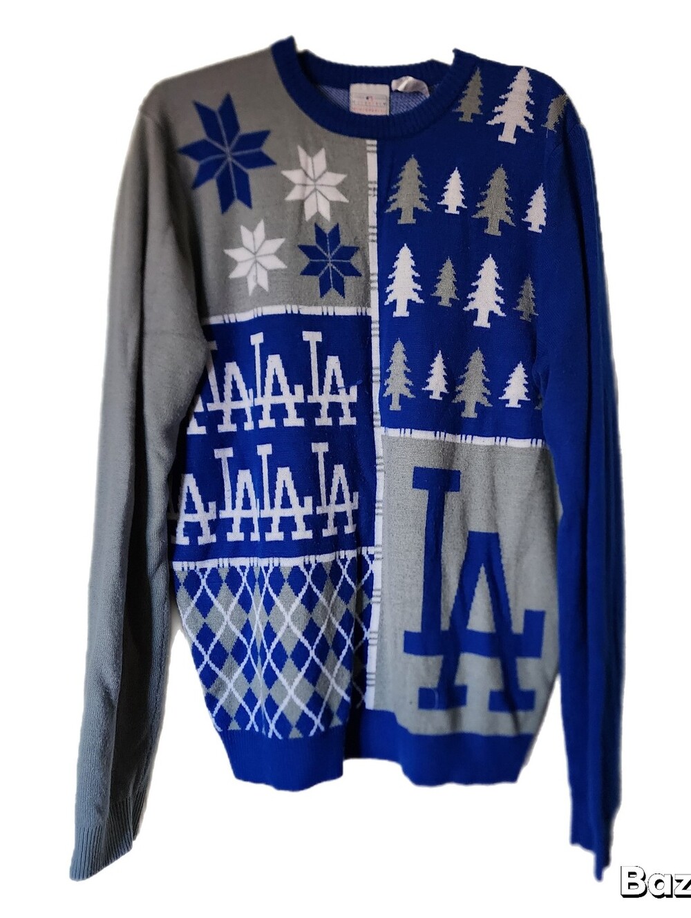 Los Angeles Dodgers Sweater Mens XL Blue LA Forever Collectibles Ugly Christmas